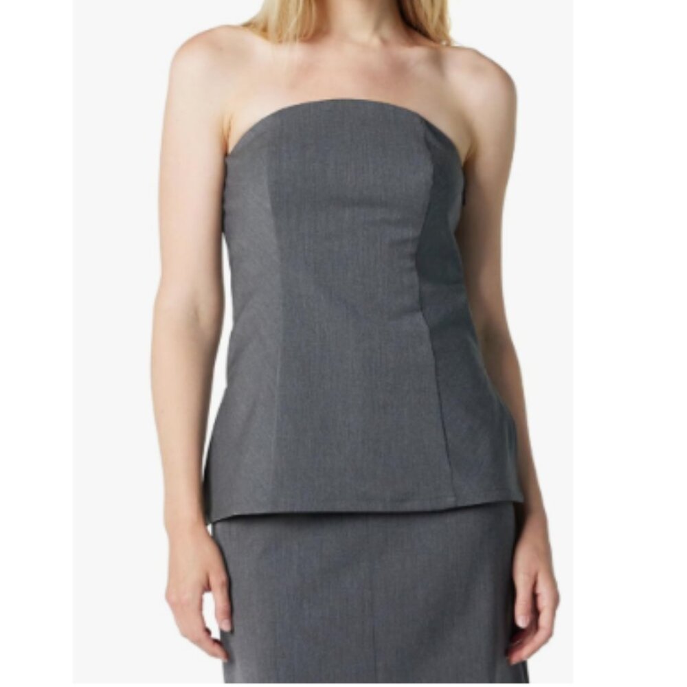 The‎ Drop Women's Woven Strapless Tunic in Heather Grey | NWT